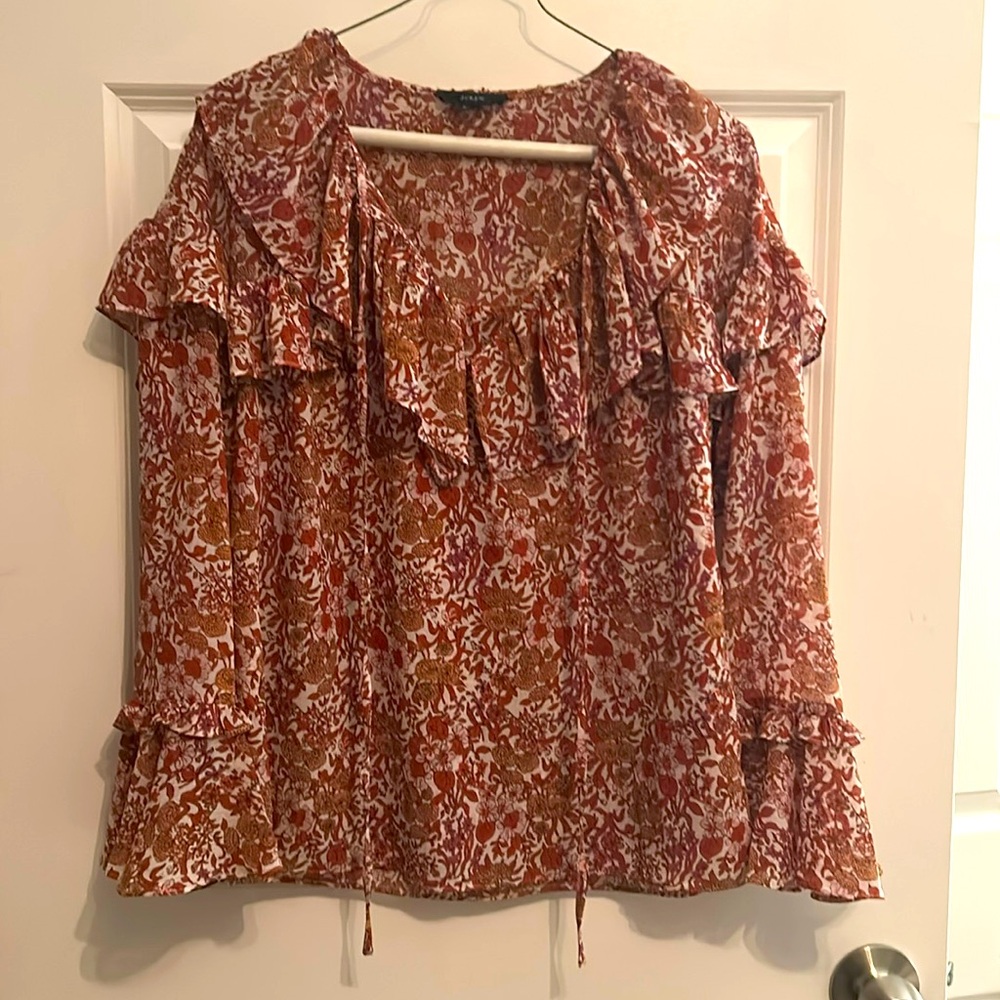 J. Crew Floral Ruffle Blouse